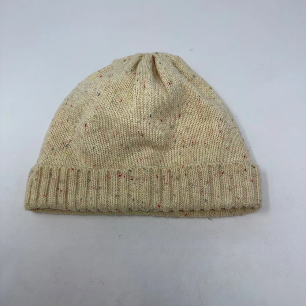 Baby Gap Kids Cream Multi Nep Speckled Fleece‎ Lined Knit Beanie Hat M/L 4-5Y